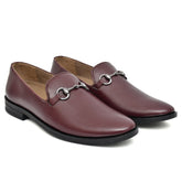 Rich cherry hue of Country Maddox Cherry Leather Buckled Loafers.
